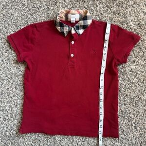 Burberry Red Polo with Plaid Collar
